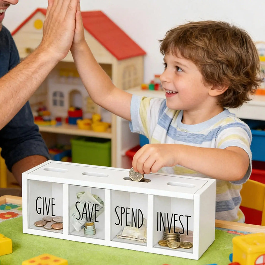 Kids Money Bank Wooden Magnetic Suction Storage Funny Cash Box