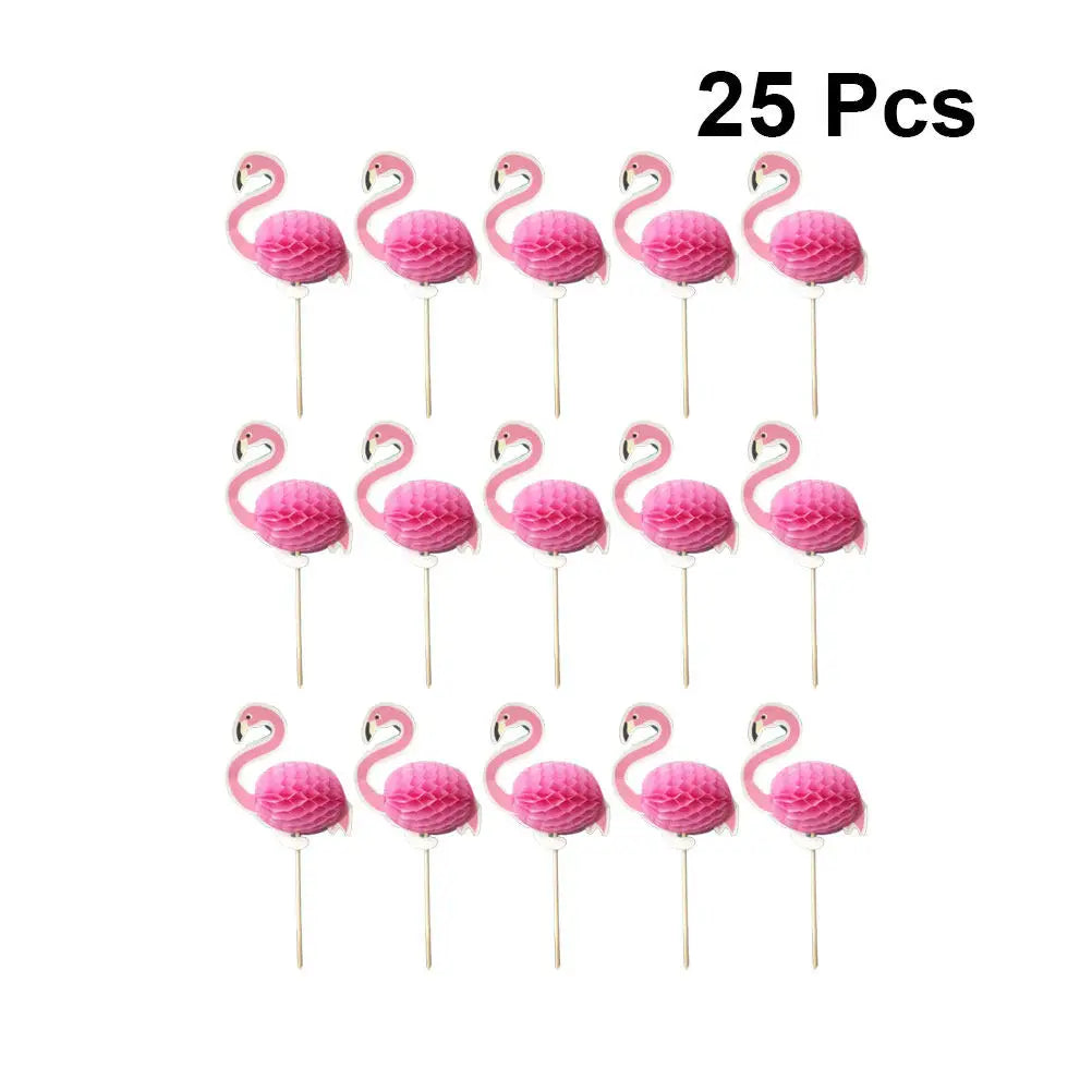 25Pcs Flamingo Cake Picks Food-Grade Safe Cake Decorating Picks Perfect for Cupcakes Cakes Cheese Dessert Party Topper Zpaxo