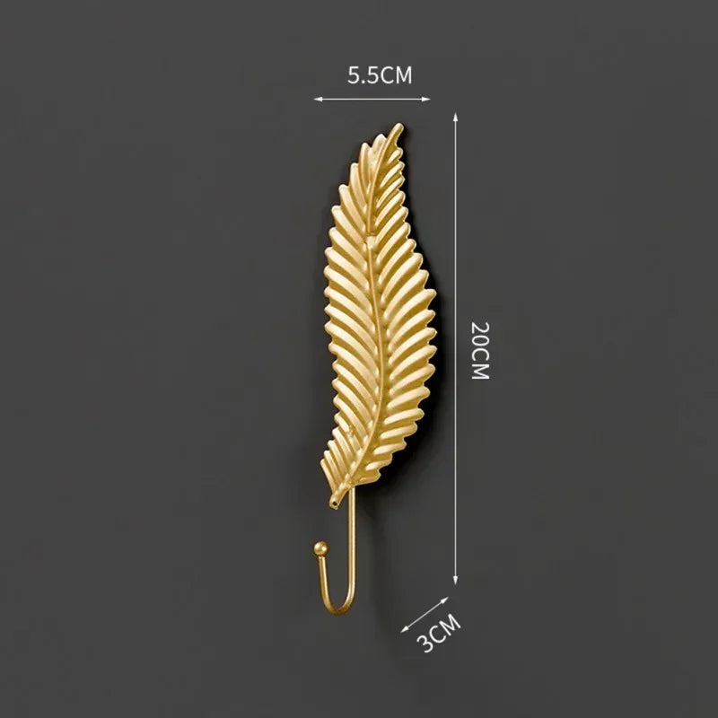 Ginkgo Leaf Wall Hook Gold Decor Self-adhesive Clothes Hanger No