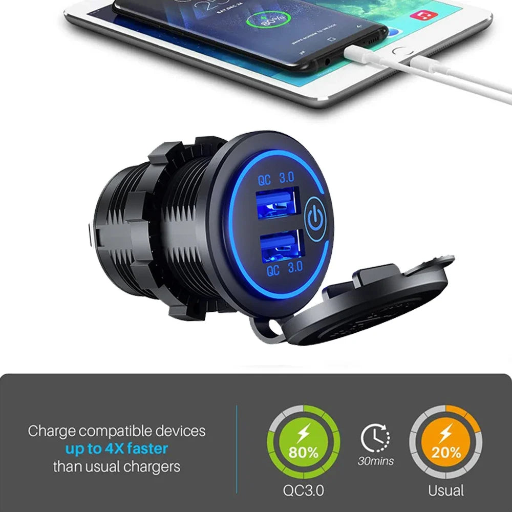 Quick Charge 3 0 Dual USB Fast Car Charger Socket Accessories Zpaxo