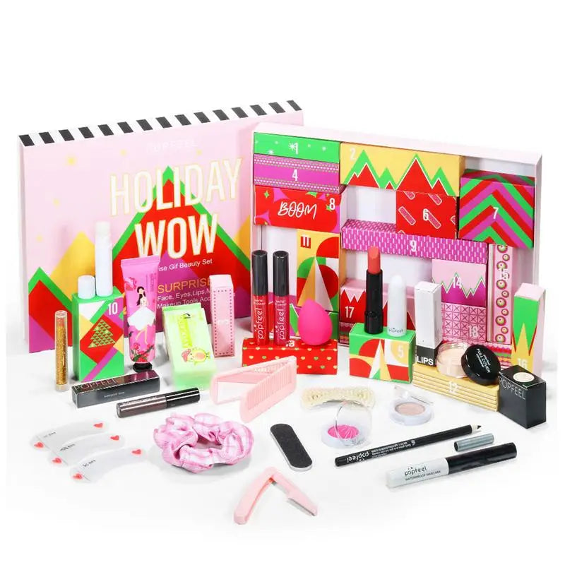 Christmas Advent Calendar Makeup Set – Lipstick, Eyeshadow & More Makeup Advent Calendar Zpaxo