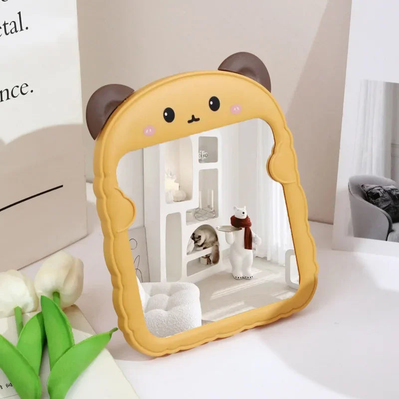 Bedroom Small Makeup Mirror Cartoon Panda Ear Table Foldable Student