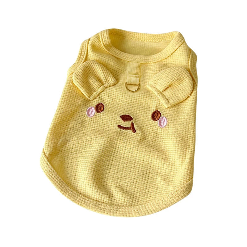 Cute Pet Vest Breathable Waffle Knit Soft Comfortable Traction Buckle Zpaxo