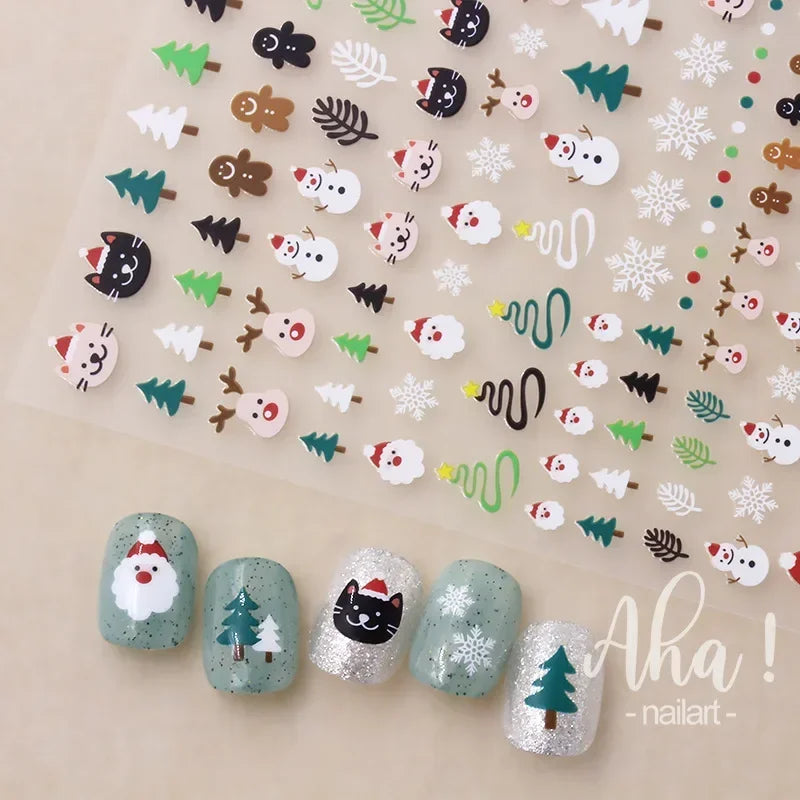 Winter Christmas Santa Claus Nail Stickers Snowman Snowflake