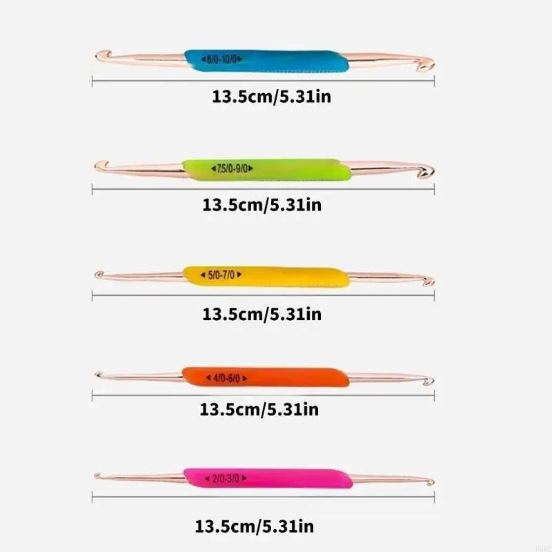 5 Pcs Crochet Hook Knitting Needle Set Crochet Needle with Soft Handle Zpaxo