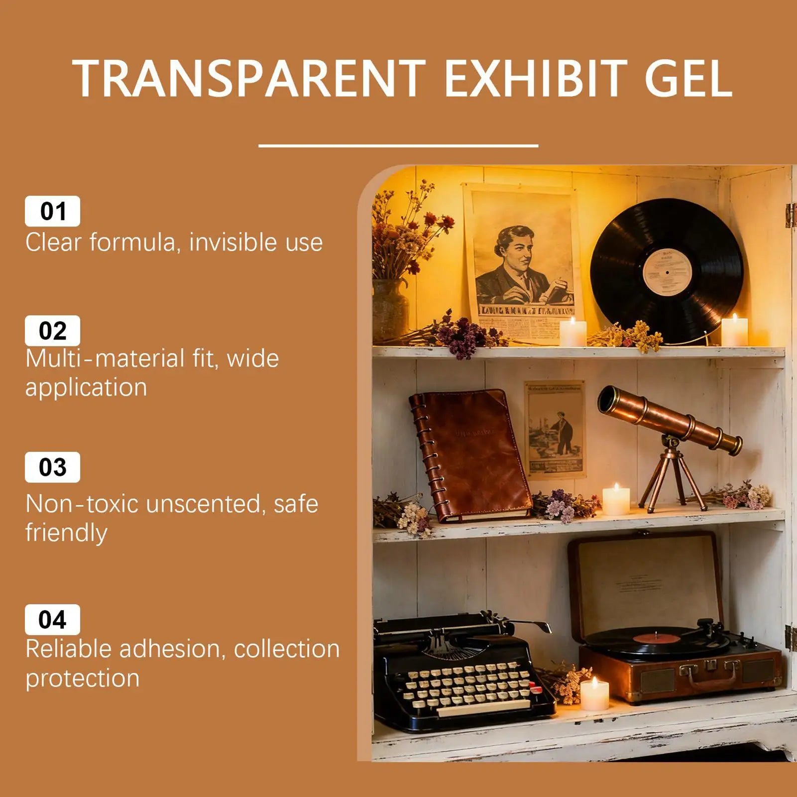 Clear Removable Exhibit Gel Museum Wax Adhesive Antiques Ceramics