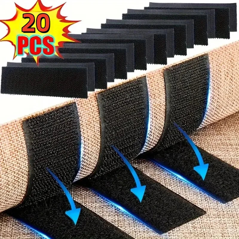 20pcs Rectangular Carpet Grips - Double Sided High Adhesive Non-Slip Patches for Car & Home Mats, Hook & Loop Fastener Zpaxo