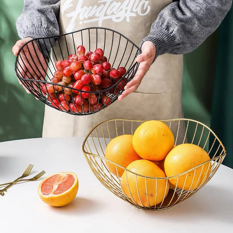 Metal Fruit Basket Simple Basin Multi-size Iron Snack Bread Vegetable