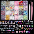 24 Grid Resin Nail Art Mixed Charms Flowers Butterfly Heart Pearl DIY