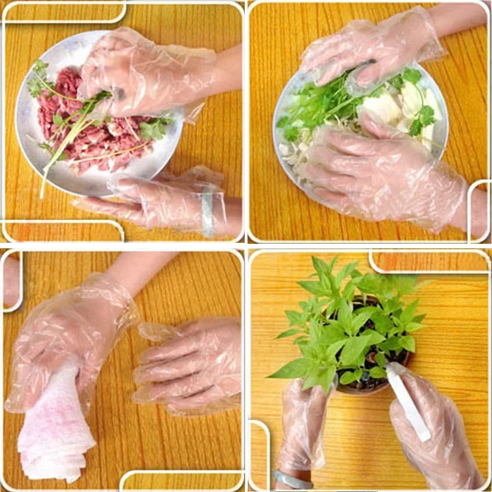 3000-100pcs Disposable Gloves Plastic Gloves Transparent Kitchen Bathroom Cleaning Gloves For DIY Cooking Kitchen Accessories Zpaxo