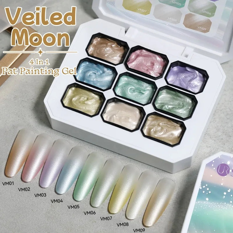 4 in 1 16 Grid Pat Painting Gel Nail Polish Gradient Effect Nail Art Salon Design Long-Lasting Creamy Texture Smooth Application Zpaxo 9 Palace Grid 06