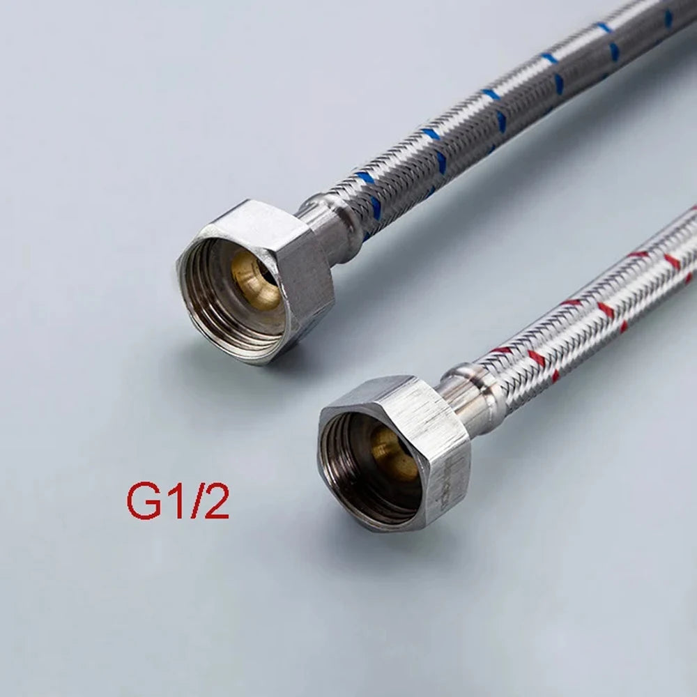 2PCS 50cm Flexible Plumbing Pipes G1/2 G3/8 G9/16 Cold Hot Mixer Faucet Stainless Steel Water Supply Pipe Braided Hoses Basin Zpaxo
