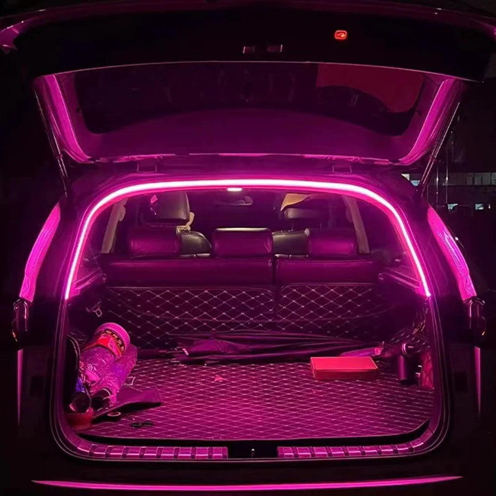LED Car Trunk Light Strip 2 4M No Drilling Dynamic Flowing Ambient