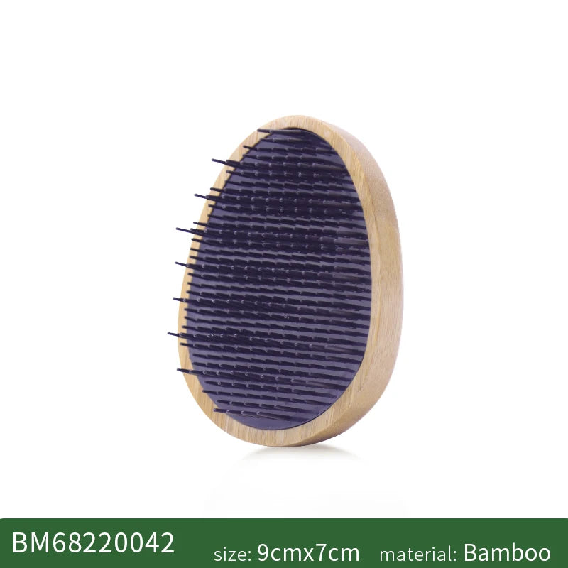 Custom Hair Brush For Women Egg Shape Anti Static Styling Bamboo Comb for Hair Scalp Massage Bamboo Hairbrush Portable Travel Zpaxo Black China Mainland