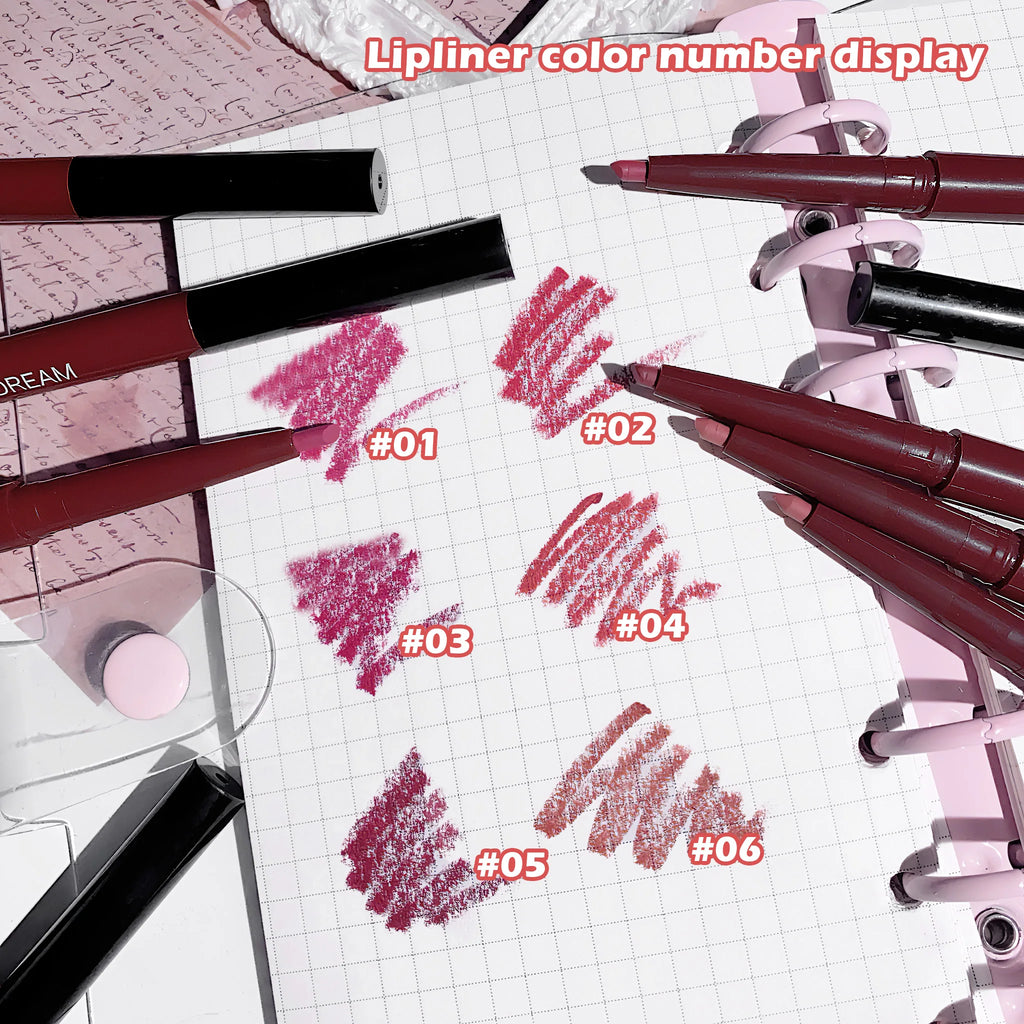 JUJU DREAM 6-Color Matte Lip Liner and Lipstick Pencil Set - Waterproof,Long-Lasting,Non-Smudge,Easy to Apply,2-in-1 Lip Pencil Zpaxo