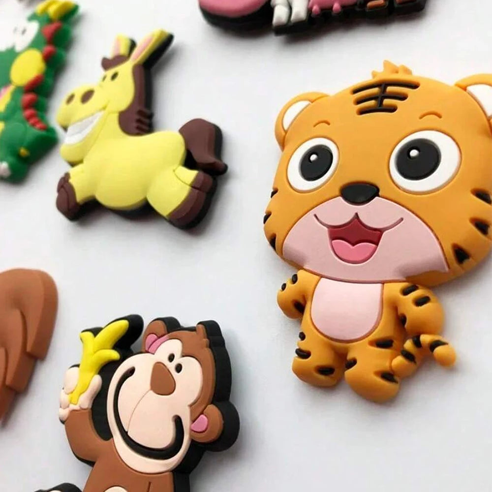 6/9/11Pcs Cartoon Animal Refrigerator Magnets Cute Lion Dog Tiger Rabbit Cow Fridge Magnets for Kids Home Office Decor Gifts Zpaxo