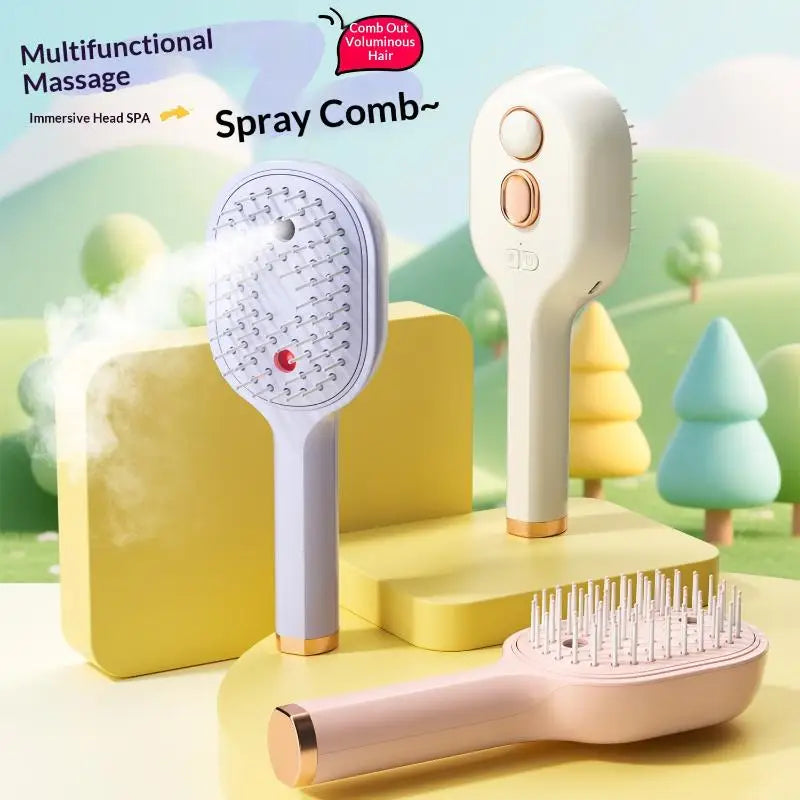 Electric Steam Spray Hair Brush – USB-C Anti-Frizz Styling Comb