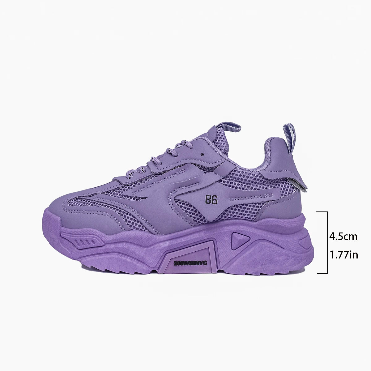 Women Casual Sneakers Thick Sole Breathable Tennis Shoes Women Lace-up New Fashion Outdoors Walking Shoes Trend Couple Sneakers Zpaxo PURPLE 41
