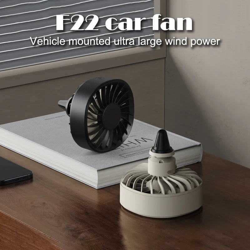 USB Car Vent Fan – 3-Speed Adjustable with LED Light