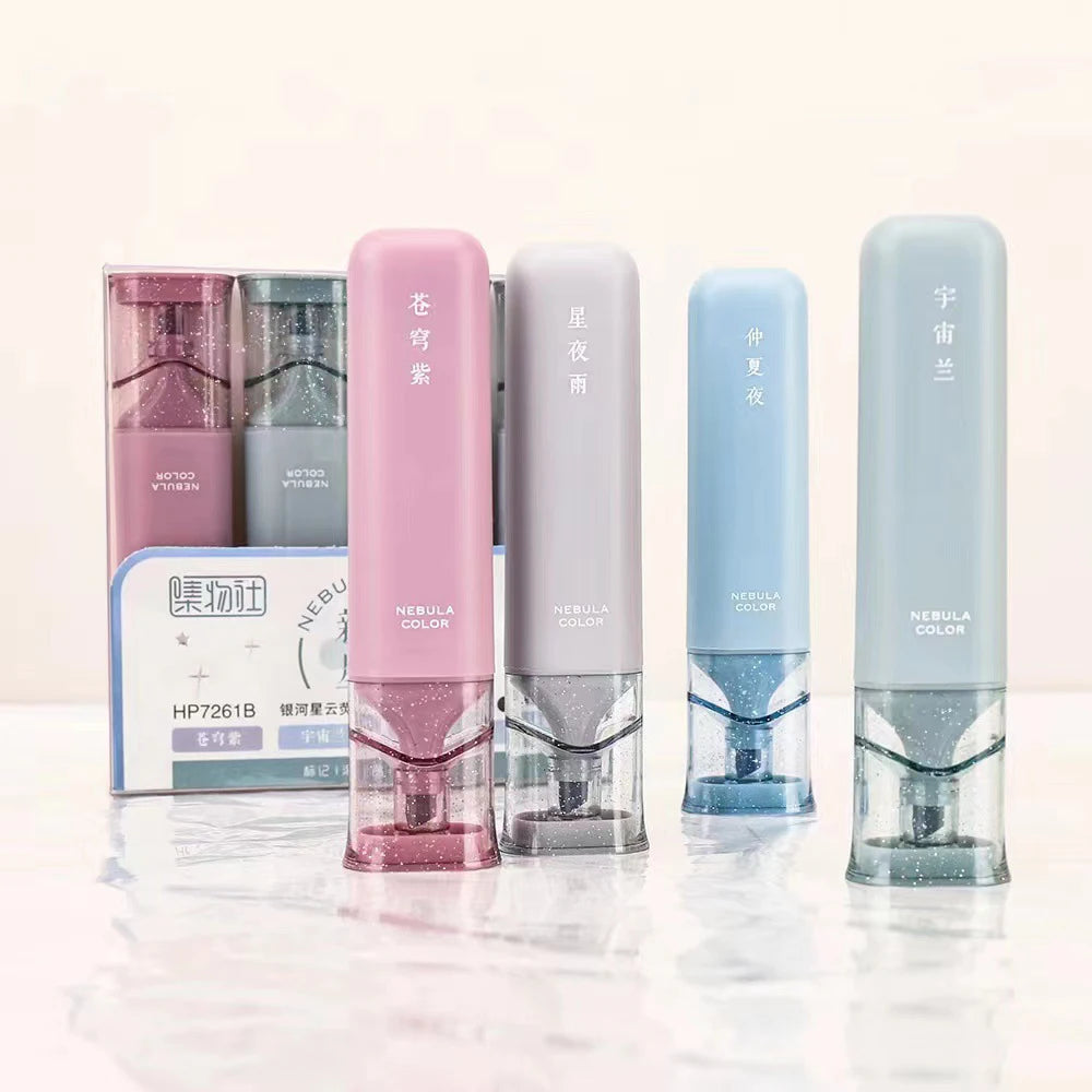 4Pcs Glitter Highlighter Pens Nebula Color Highlighters for Highlighting Students School Office Art Supplies Zpaxo