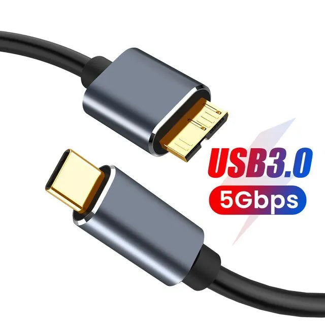 Micro B USB C 3 0 Cable Typec Connector 5Gbps External Hard Drive Zpaxo Black 1m