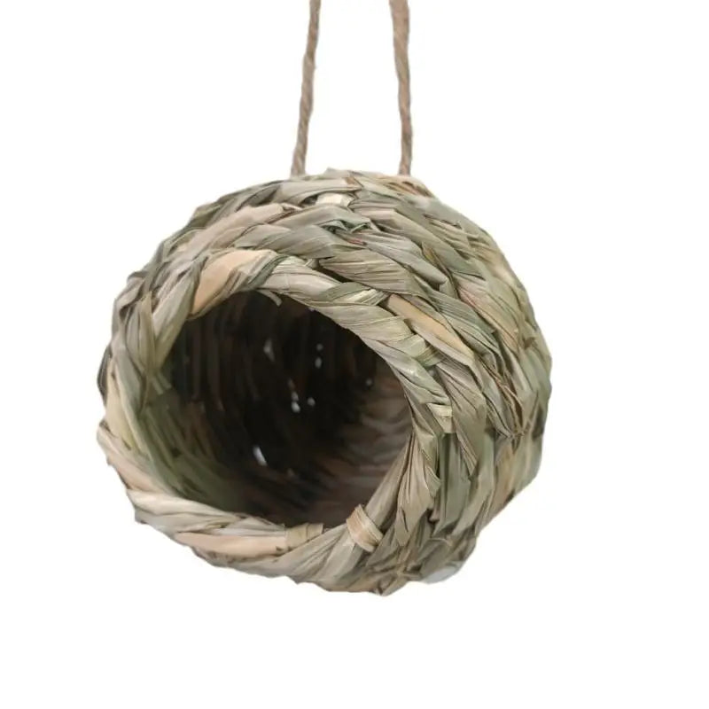 Woven Hanging Birdhouse Natural Grass Bird Nest Cozy Resting Place Zpaxo