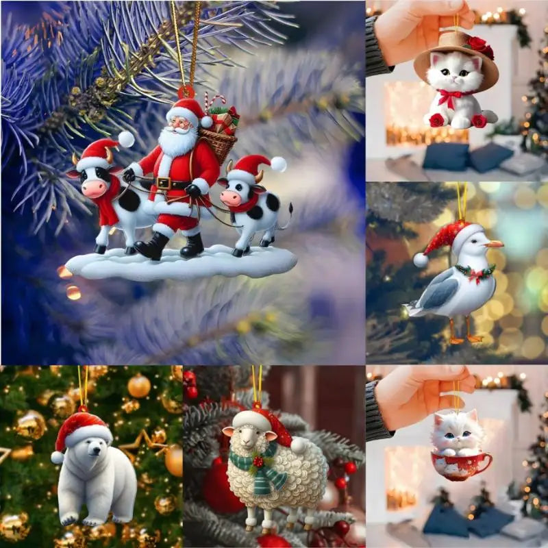 2D Flat Acrylic Christmas Tree Pendant – Cartoon Xmas Ornament Christmas Ornament Zpaxo