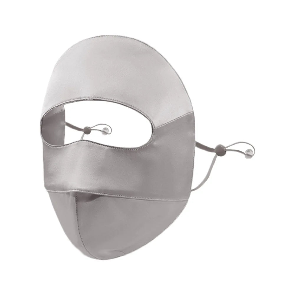 Sunscreen Mask Women's Silk Mulberry Silk UV resistant Breathable Mask Riding Dustproof Sunshade Eye Protection Zpaxo Grey face mask