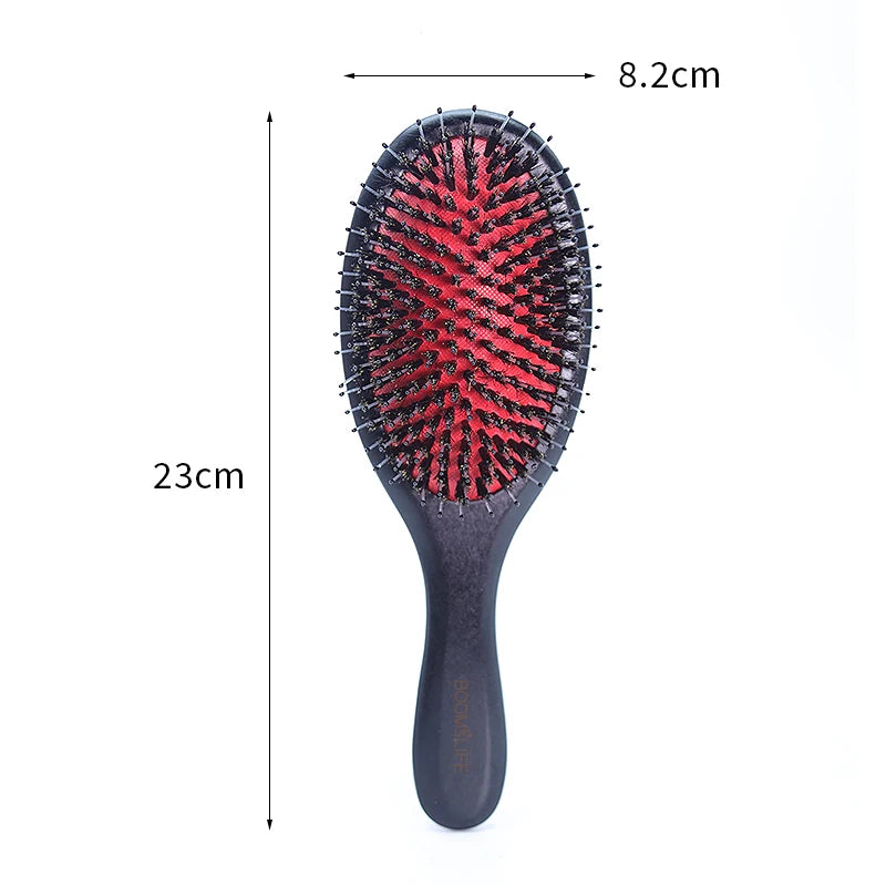 BOOMSLIFE Custom Name Soft Boar Mix Nylon Hair Brush For Women Hair Wood Comb Head Scalp Massage Hairbrush Brosse Cheveux Femme Zpaxo