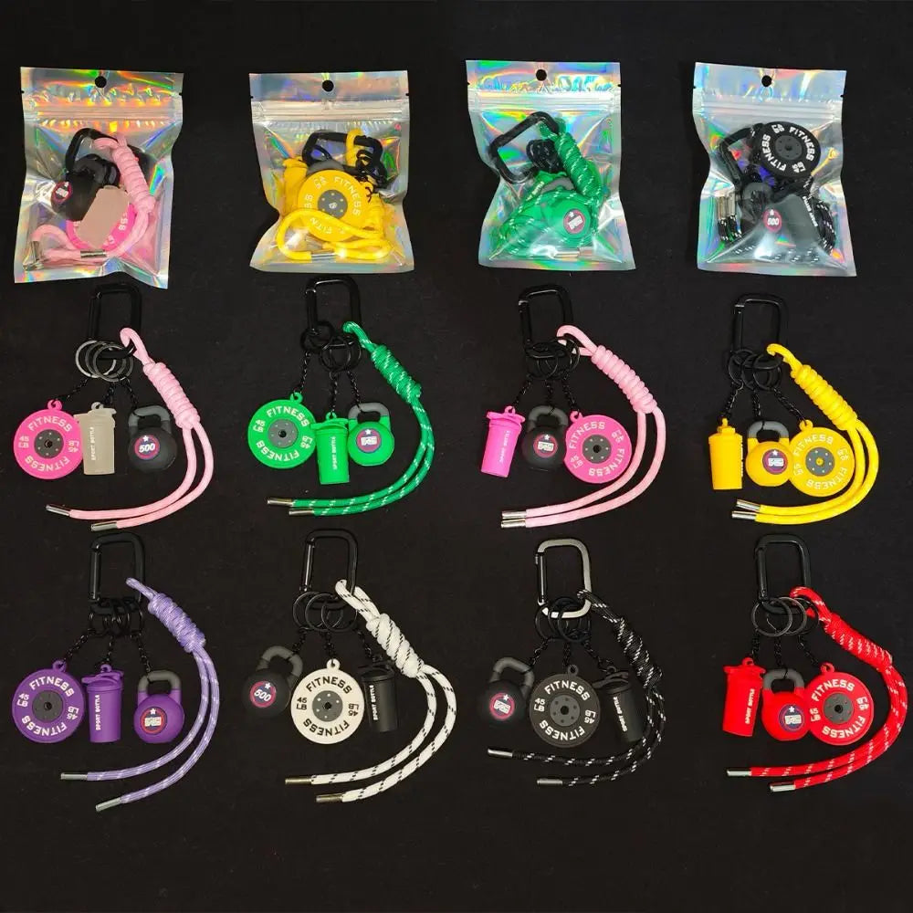 Mini Barbell Plates Key Chain Rectangular Buckle Kettlebells Simulation Dumbbells Keyring Bag Charm Creative Zpaxo