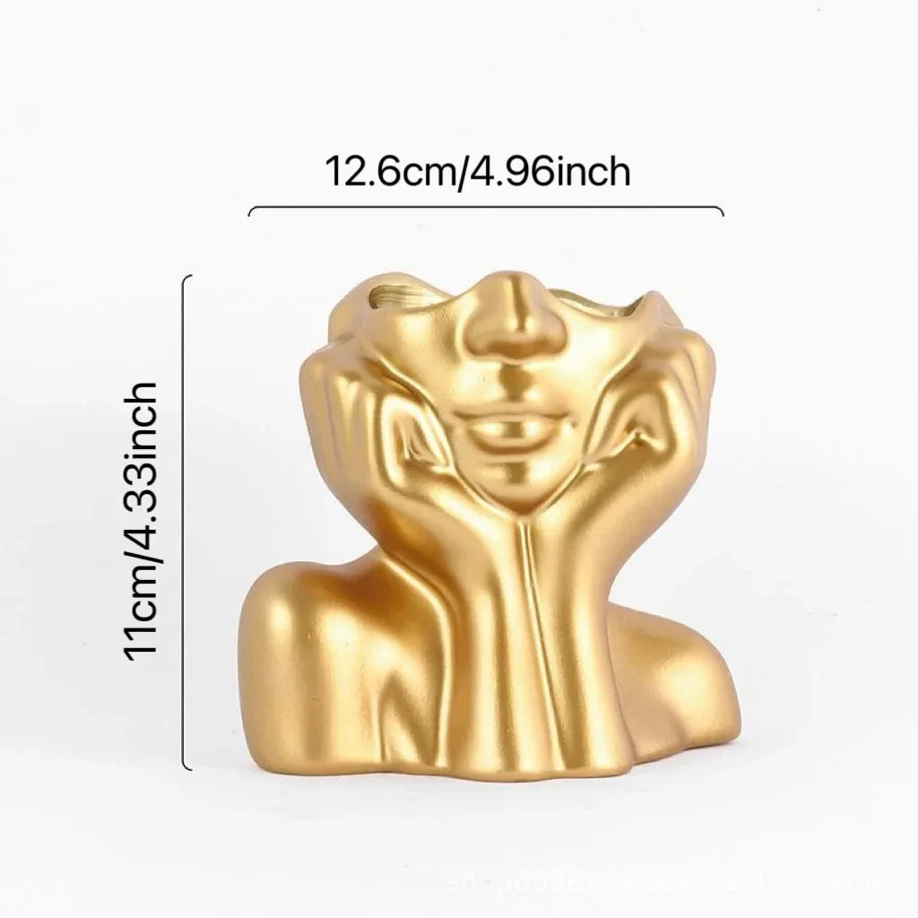 Resin Human Body Vase – Gold, White & Black Art Flower Planter Decorative Resin Vase Zpaxo golden