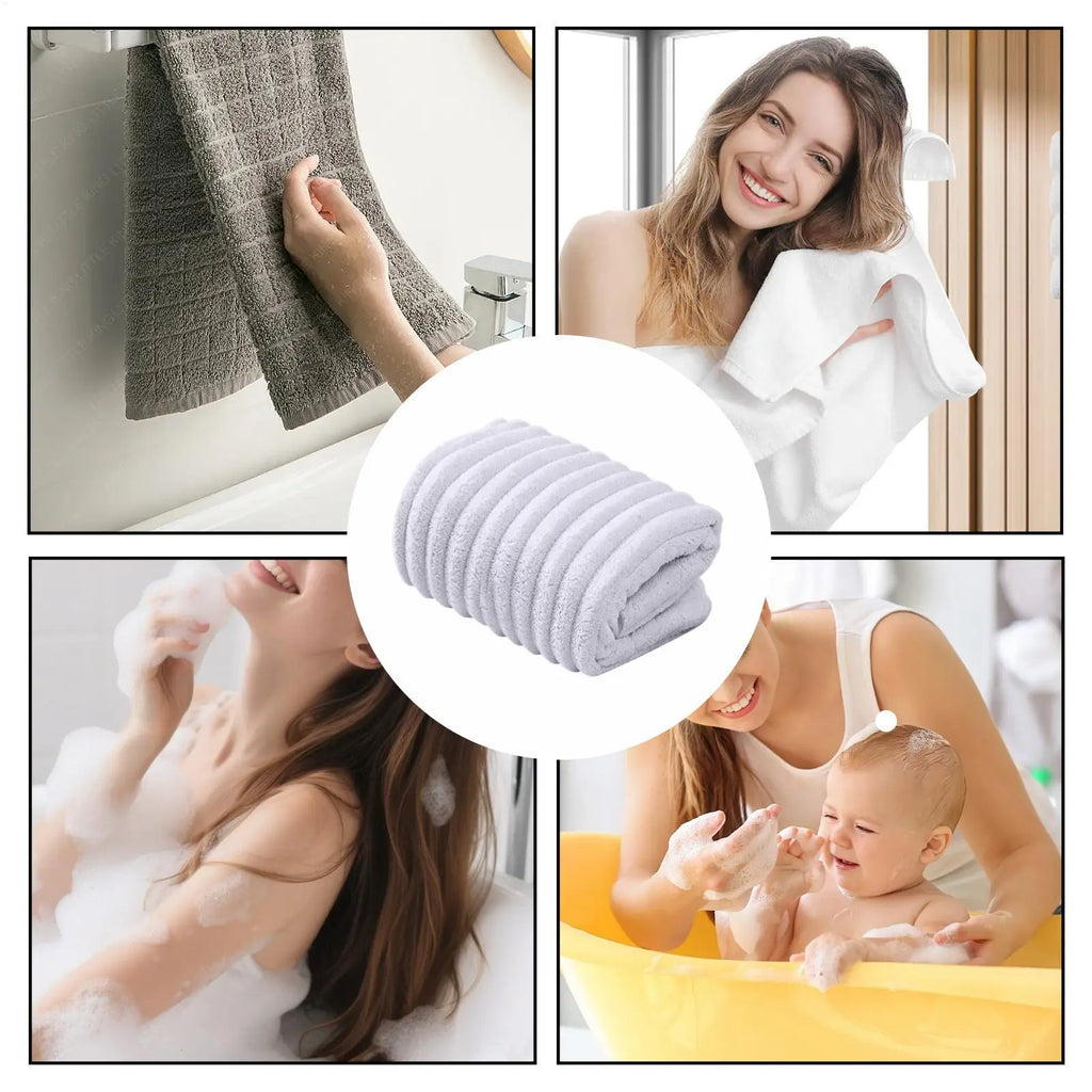 Bath Towel 35x75cm Thick Lint Quick Dry Absorbent Striped Body Cloth