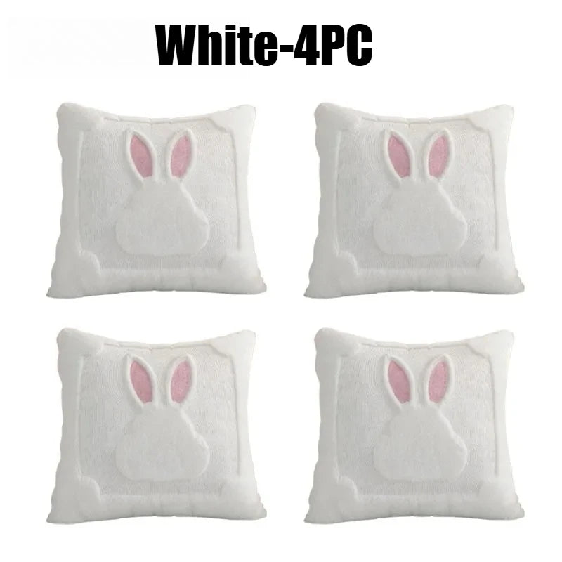 Fluffy Easter Bunny Pillow Cover Soft Plush Cushion Case Sofa Bed