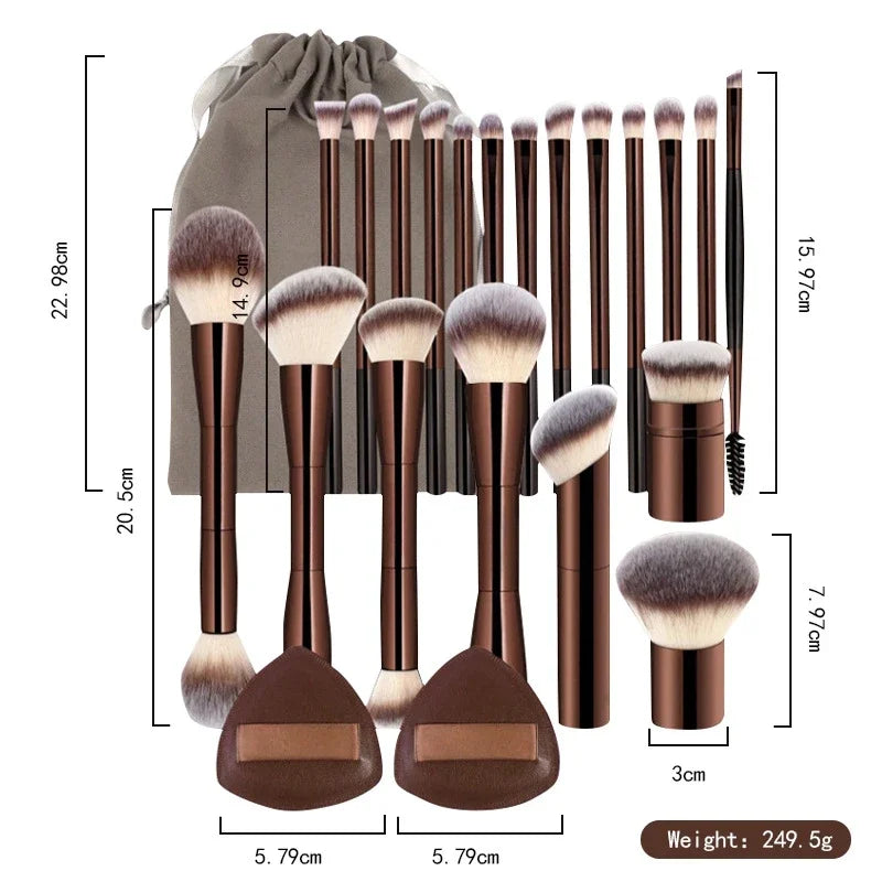 Professional Soft Aluminum Tube Makeup Brush Velvet Bag Foundation