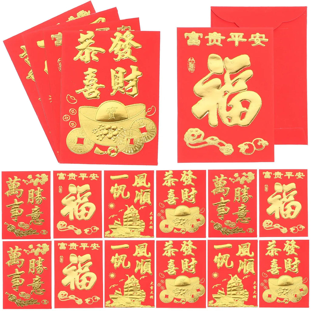 160Pcs 2024 Chinese New Year Red Envelopes Spring Festival Lucky Pocket Hongbao Children Gifts Red Bags Zpaxo 160Pcs