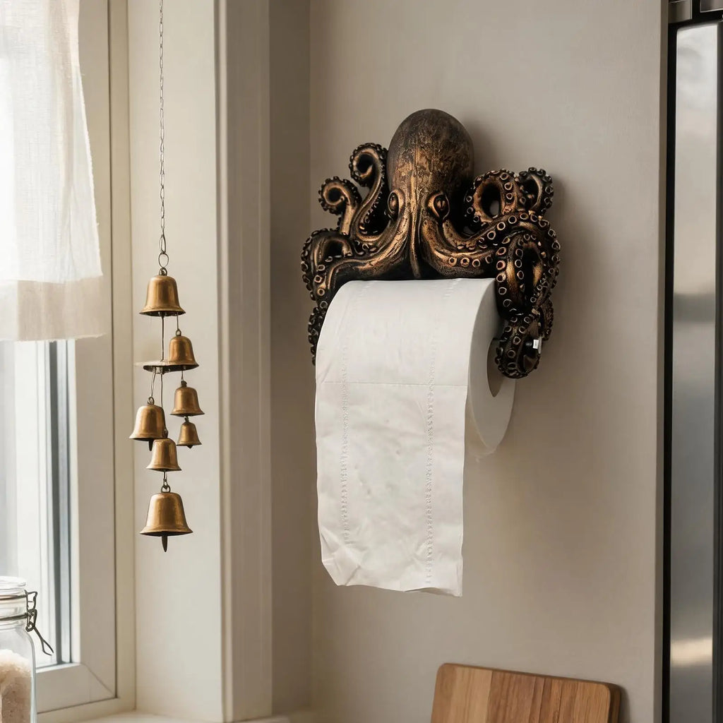 Octopus Toilet Paper Holder Cute Resin Stand Wall Mount Storage