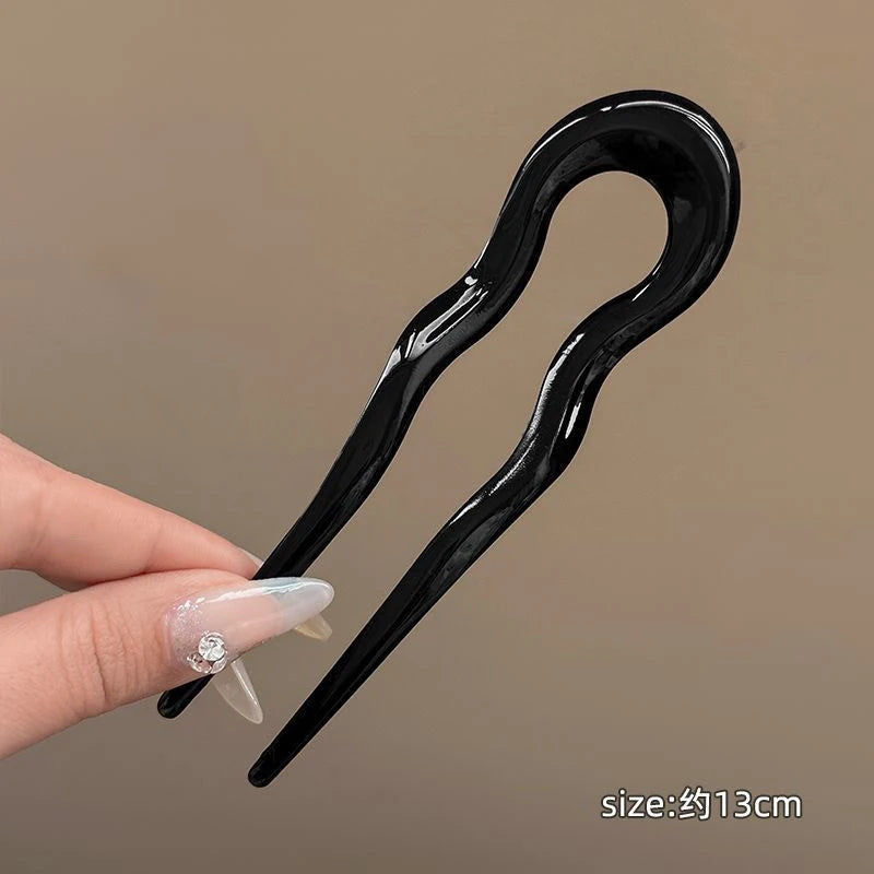 U-Shaped Hair Fork Fashion Tortoiseshell Acetate Acrylic Hairpin Geometric Headwear Hair Sticks Women Girls Hair Accessories Zpaxo fz-color g