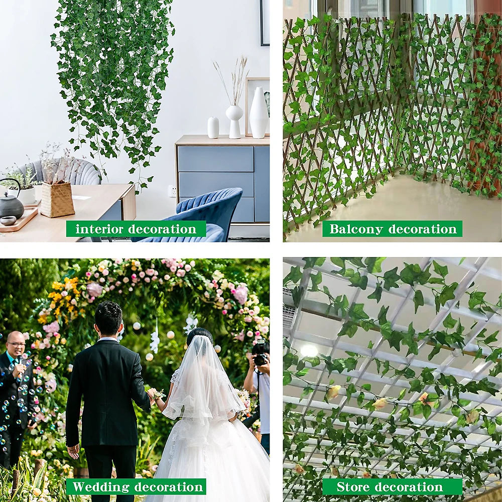 12 6 Artificial Liana Vine Wall Hanging Fake Plants Ivy String Leaves