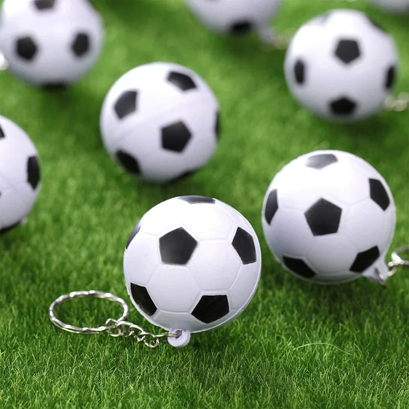 White Soccer Keychains Accessory Mini Stress Ball Sports School Zpaxo