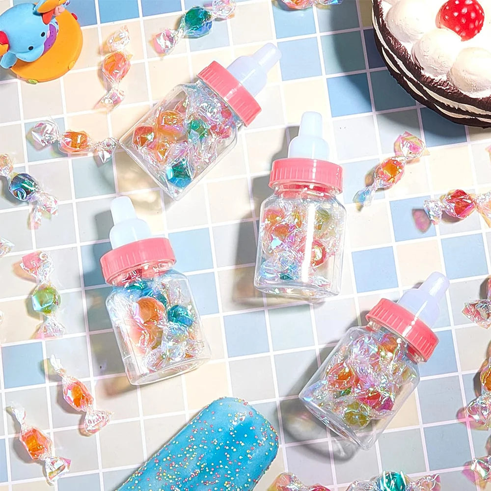 12Pcs Baby Bottle Baby Shower Favor Plastic Candy Bottle Mini Feeding Bottle for Birthday Baby Shower Gift Decor Zpaxo
