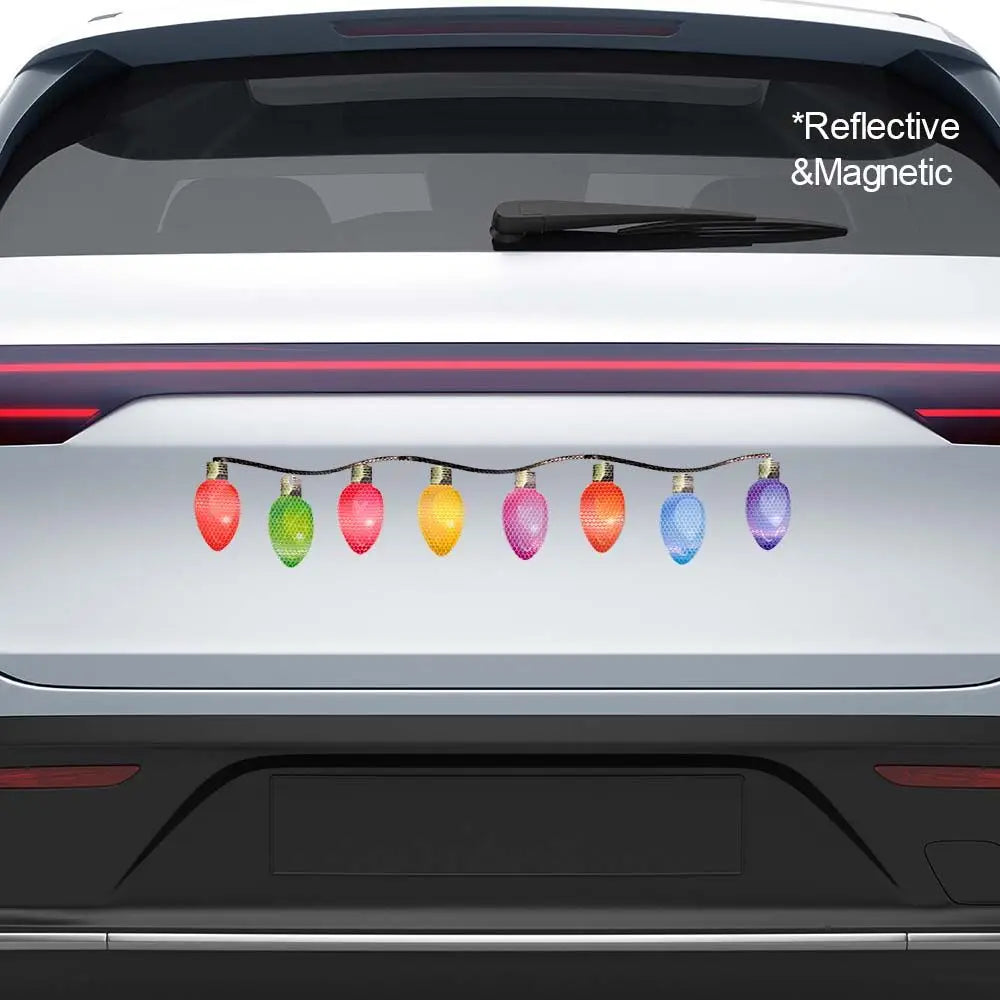 Elk Christmas Day Bulb Cartoon Car Magnetic Reflective Decal Exterior Zpaxo