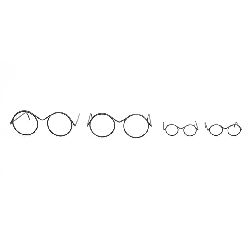 Fashion Round Frame Lensless Retro Cool Doll Glasses Accessories