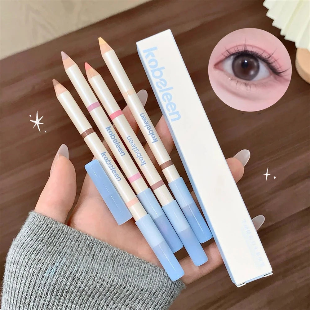 Dual-Ended Aegyosal & Highlighter Pencil Nude Pink Brighten Waterproof Lying Silkworm Pencil for Under Eye Shadow Makeup ﻿Stick Zpaxo
