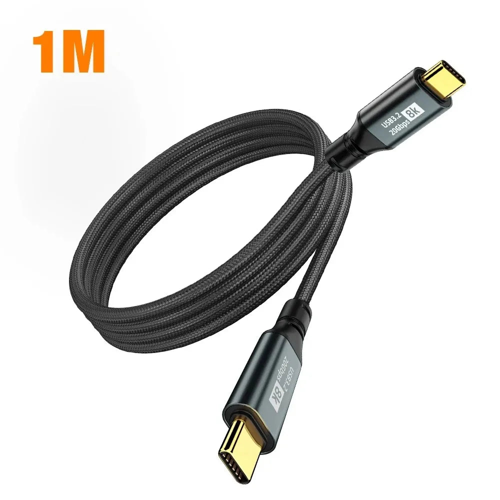 PD 100W USB-C Cable | USB 3.2 Gen 2 | 8K 60Hz | MacBook iPad USB-C Cable Zpaxo 1m Cable