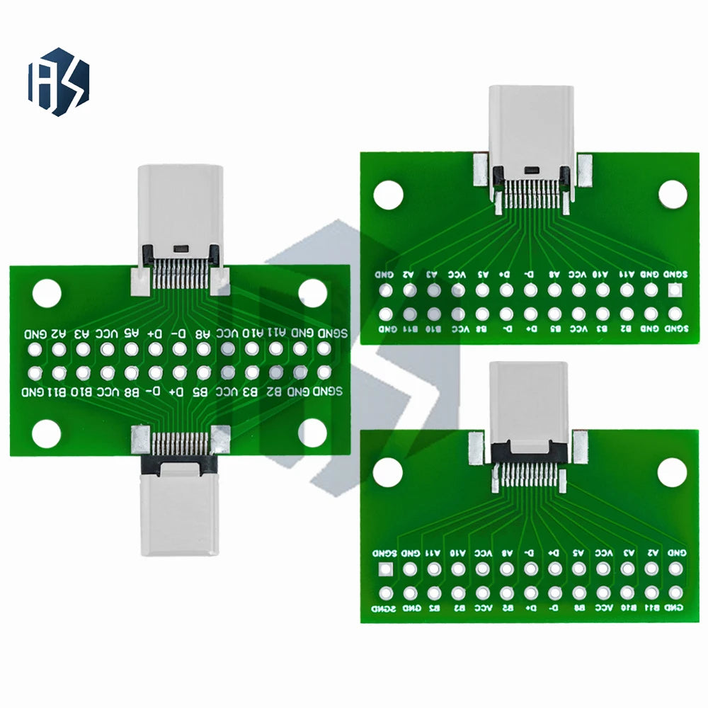 ‌USB 3.1 Gen1 Type-C Male-to-Female Adapter – 24-Pin 2.54mm Pitch Test Board with PCB for High-Speed Data Transfer Zpaxo