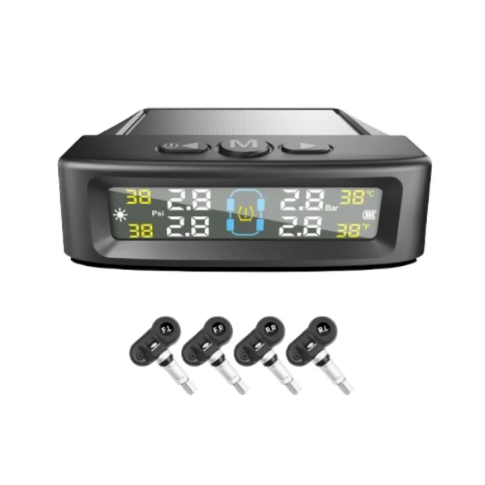 Wireless Car Tire Pressure Monitor Solar USB Powered Digital Display Zpaxo Standard External Sensor