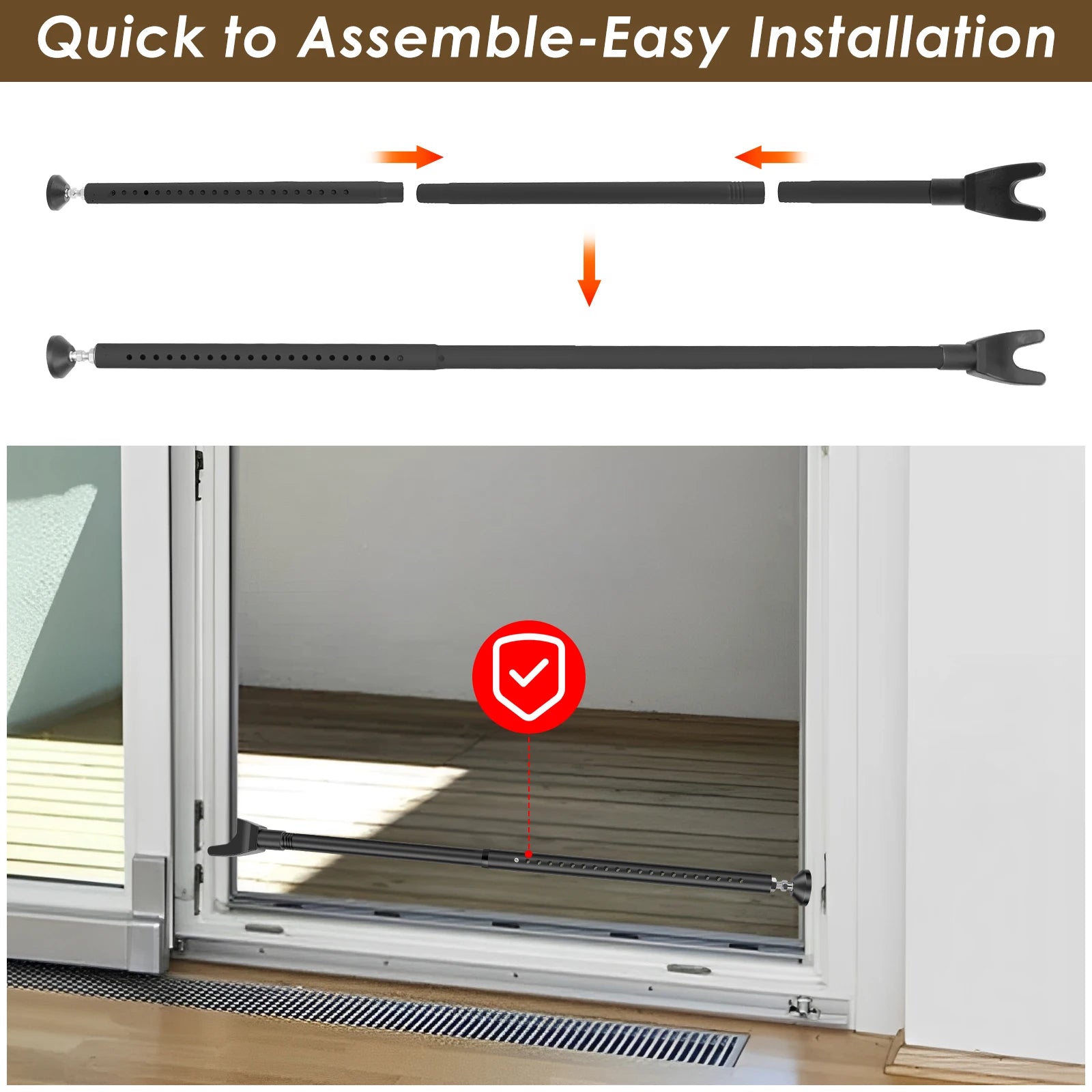 Sliding Door Lock Bar 44-55 Inch Adjustable Door Security Bar Removable Door Stopper Security Patio Door Bar Glass Door Jammer Zpaxo
