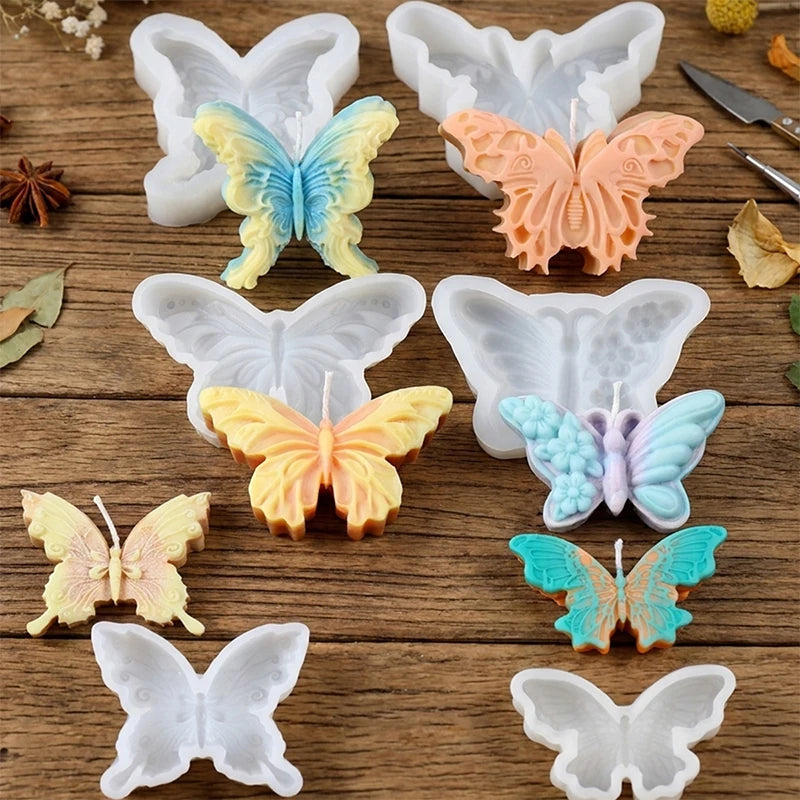 3D Butterfly Candle Silicone Mold DIY Aromatherapy Soap Craft Ornament Wax Mousse Cake Decorating Chocolate Fondant Mold Zpaxo