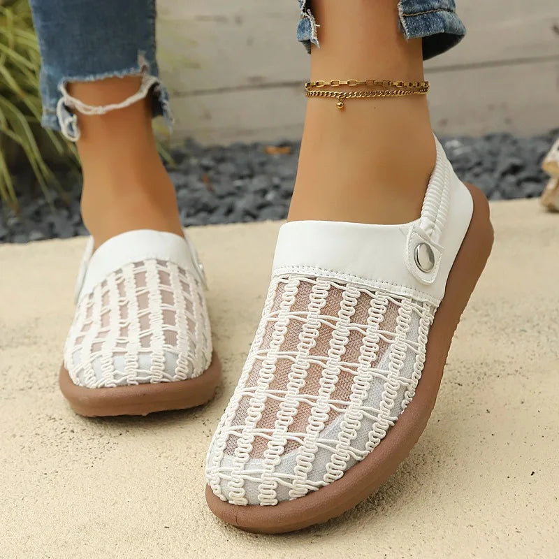 Women's Fish Mouth Closed Toe Comfortable Vintage Sandals Women Mesh Zpaxo Beige 36