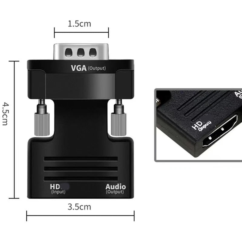 HDMI-compatible to VGA Adapter with 3.5mm Audio Cable For PC Laptop TV Box Projector Full HD 1080P HDMI to VGA Converter Adapter Zpaxo